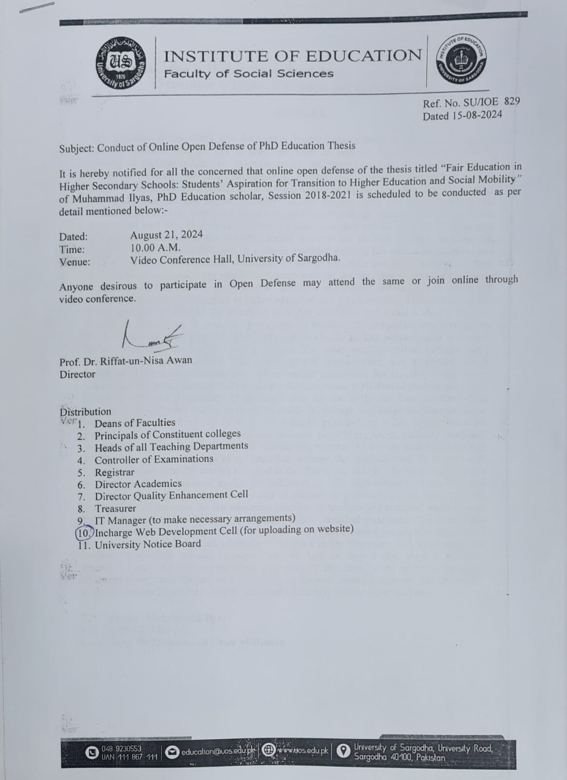 university of sargodha thesis format